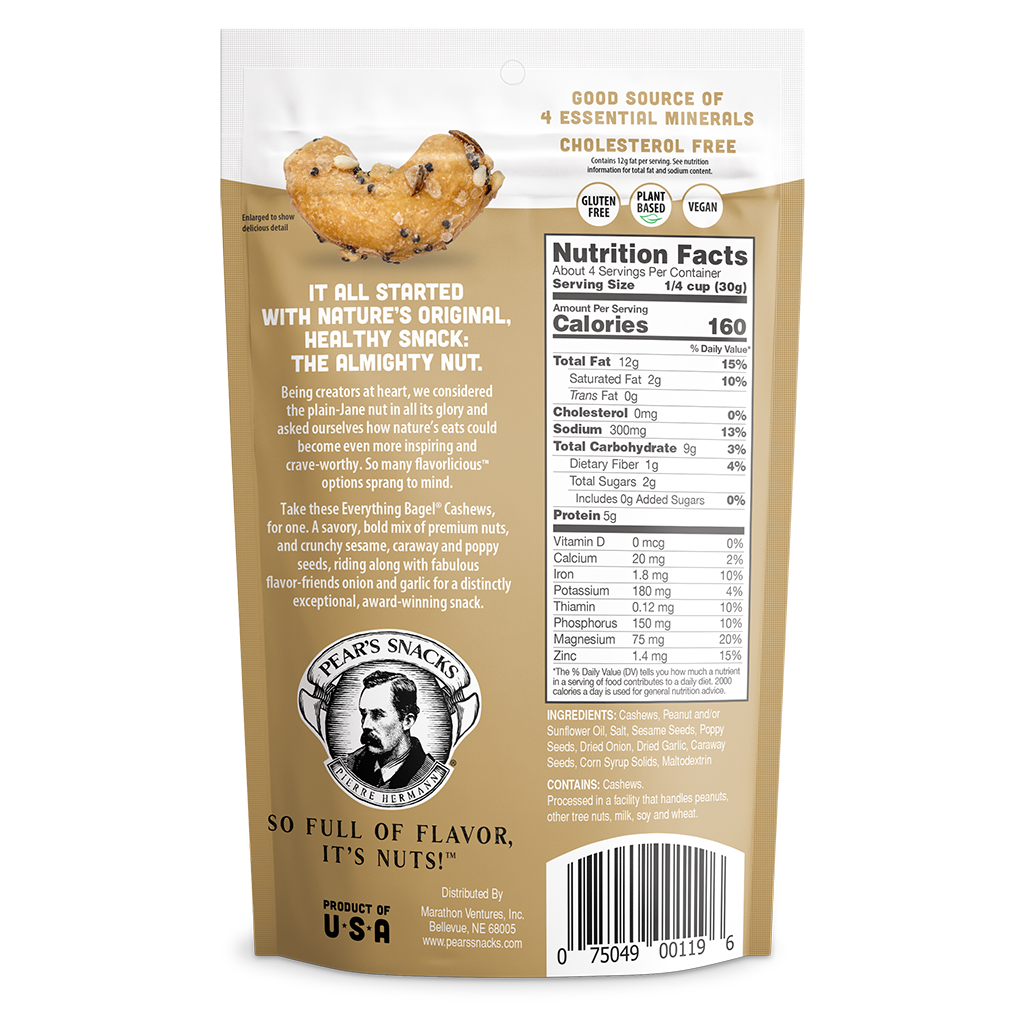 #Flavor_Everything Bagel® Cashews, 4oz #Size_One Pack