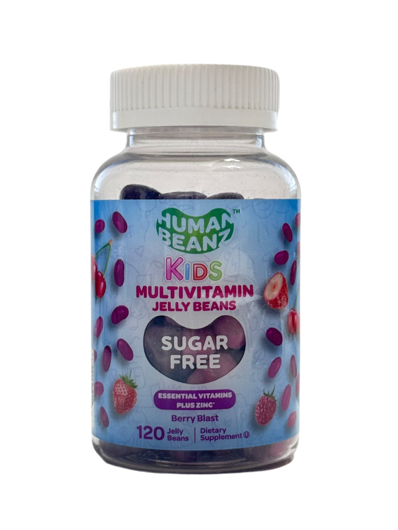 Human Beanz Sugar Free Kids Multivitamin Jelly Beans – Berry Blast, 120 Jelly Beans