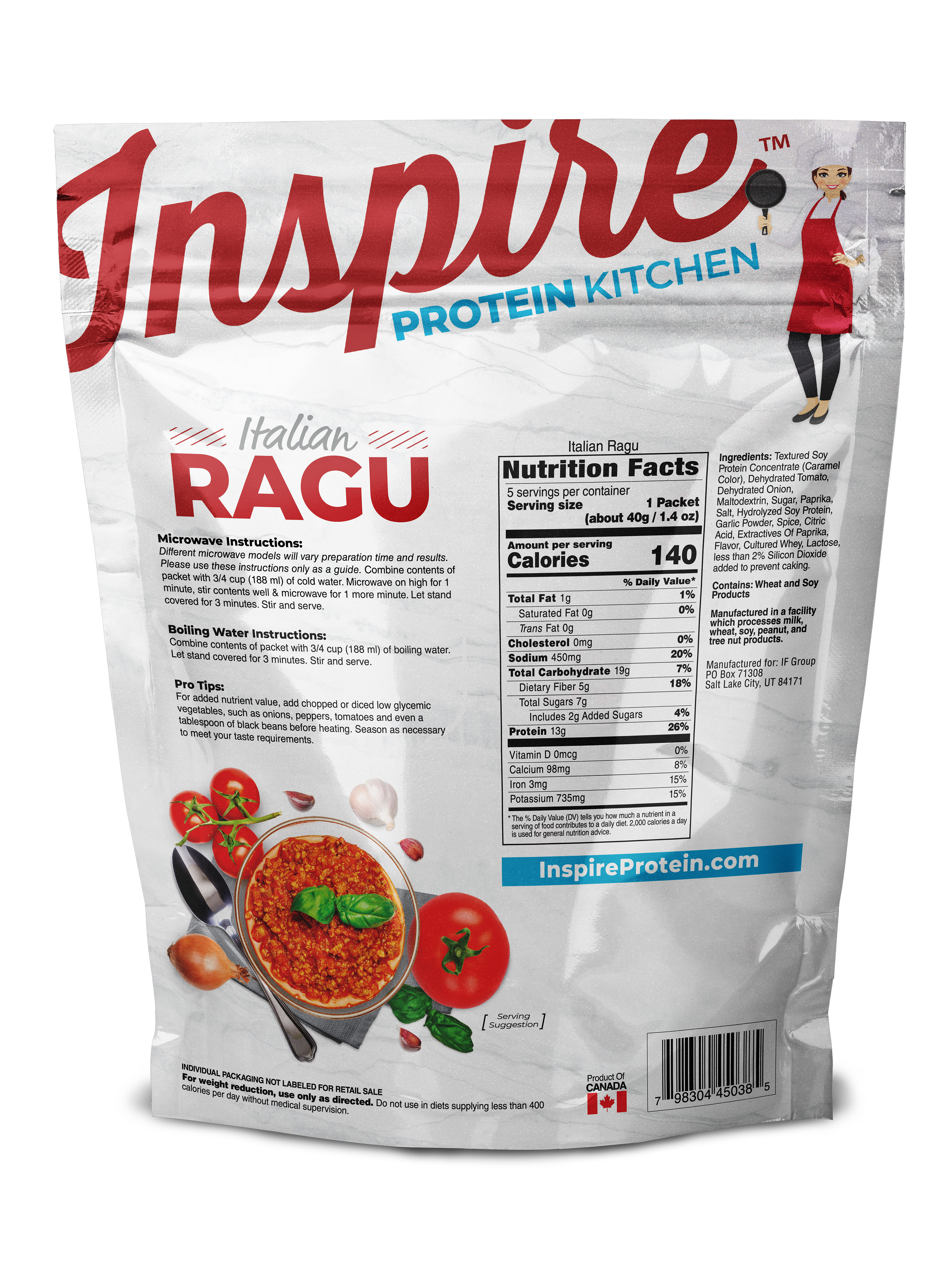Inspire Protein Kitchen 13g Protein Italian Ragu by Bariatric Eating