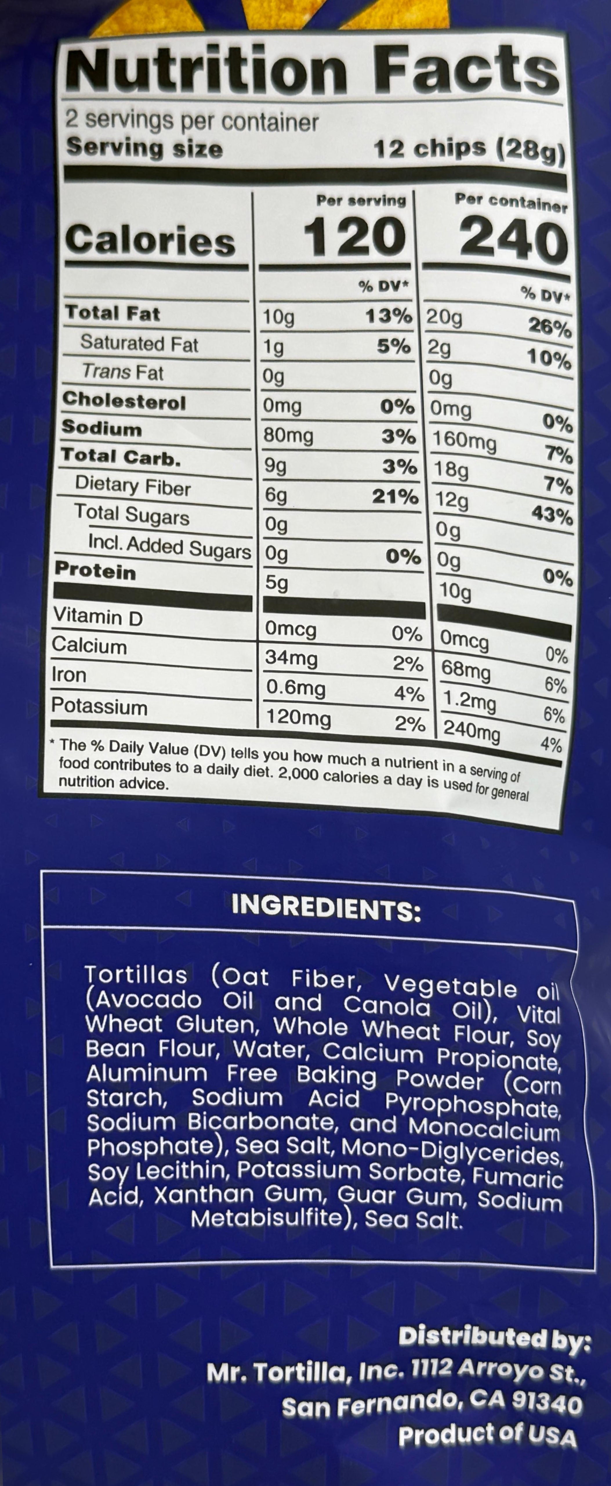 Mr Tortilla Low Carb Tortilla Chips