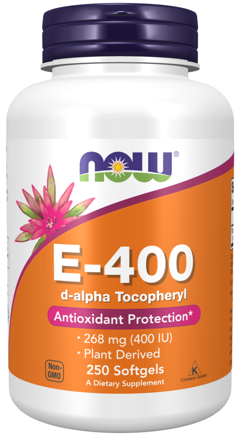 NOW Vitamin E-400 D-Alpha Tocopheryl 250 Softgels - High-quality Vitamin E by NOW at BariatricPal Store
