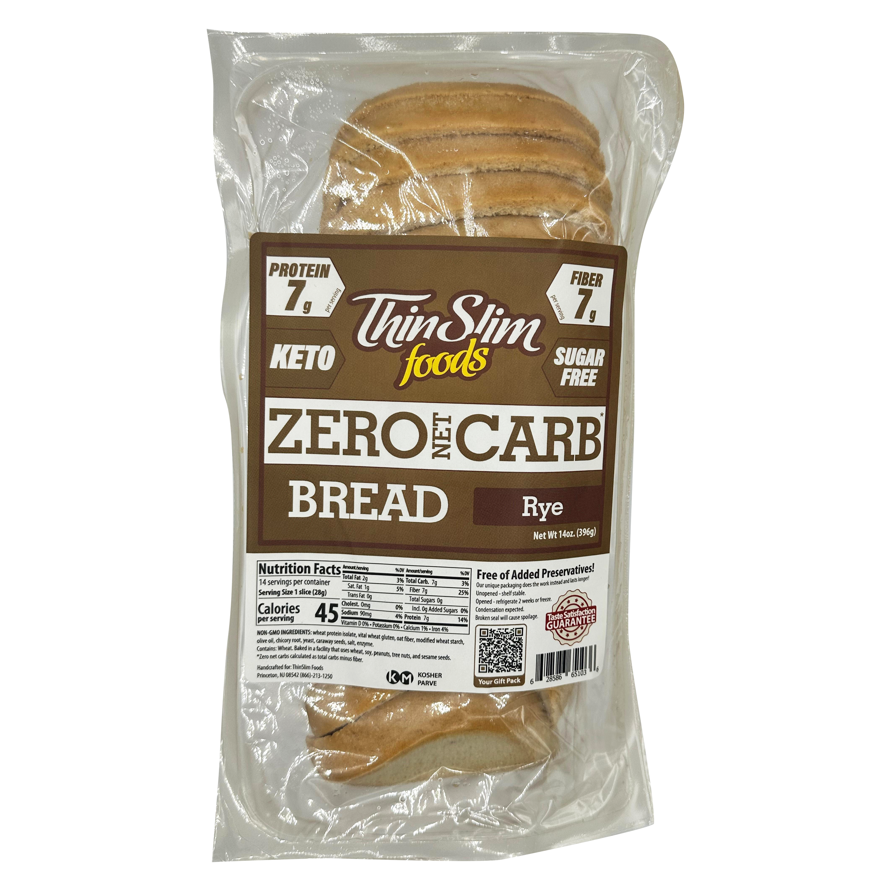 ThinSlim Foods Zero Carb High Protein Bread - Rye