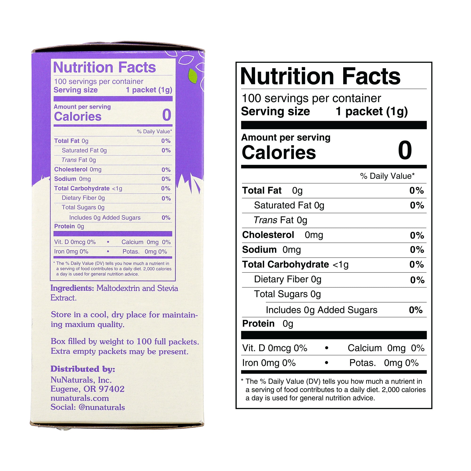 NuNaturals NuStevia White Stevia Powder Packets - High-quality Gluten Free by NuNaturals at BariatricPal Store