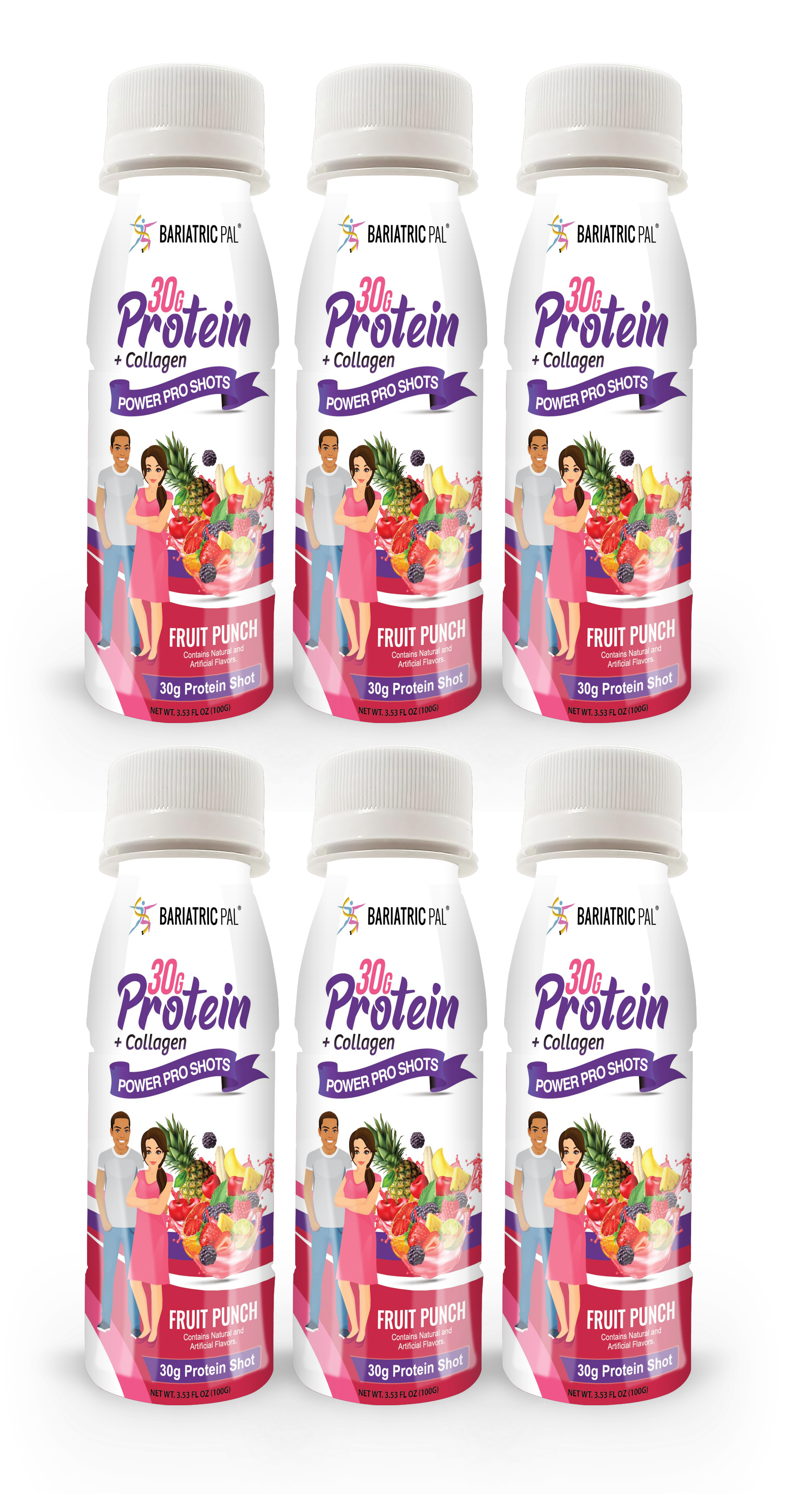 BariatricPal 30g Whey & Collagen Complete Protein Power Pro Shots - Fruit Punch (Brand New!) - High-quality Protein Shots by BariatricPal at BariatricPal Store