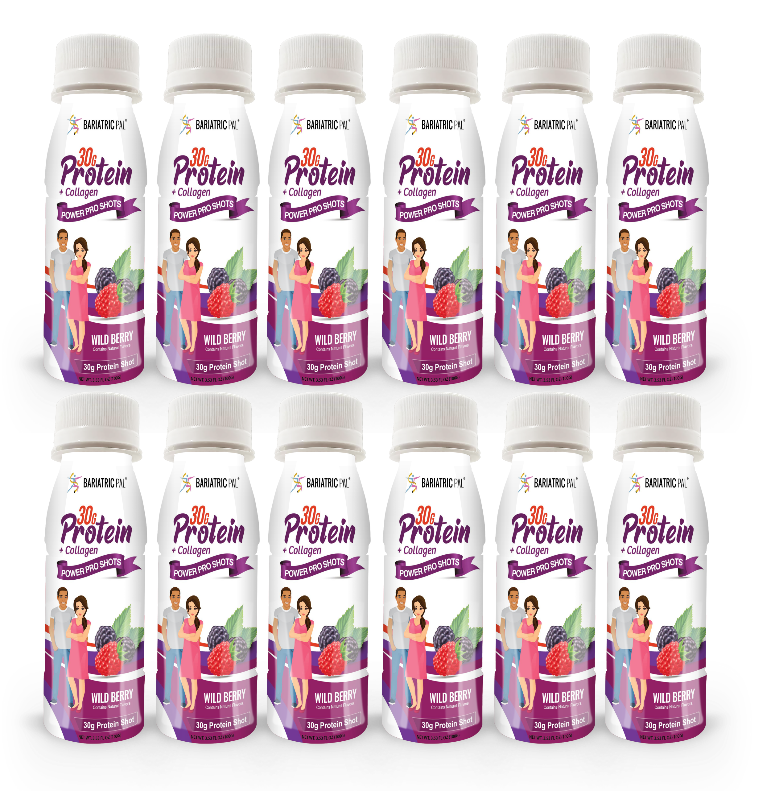 BariatricPal 30g Whey & Collagen Complete Protein Power Pro Shots - Wild Berry (Brand New!) - High-quality Protein Shots by BariatricPal at BariatricPal Store