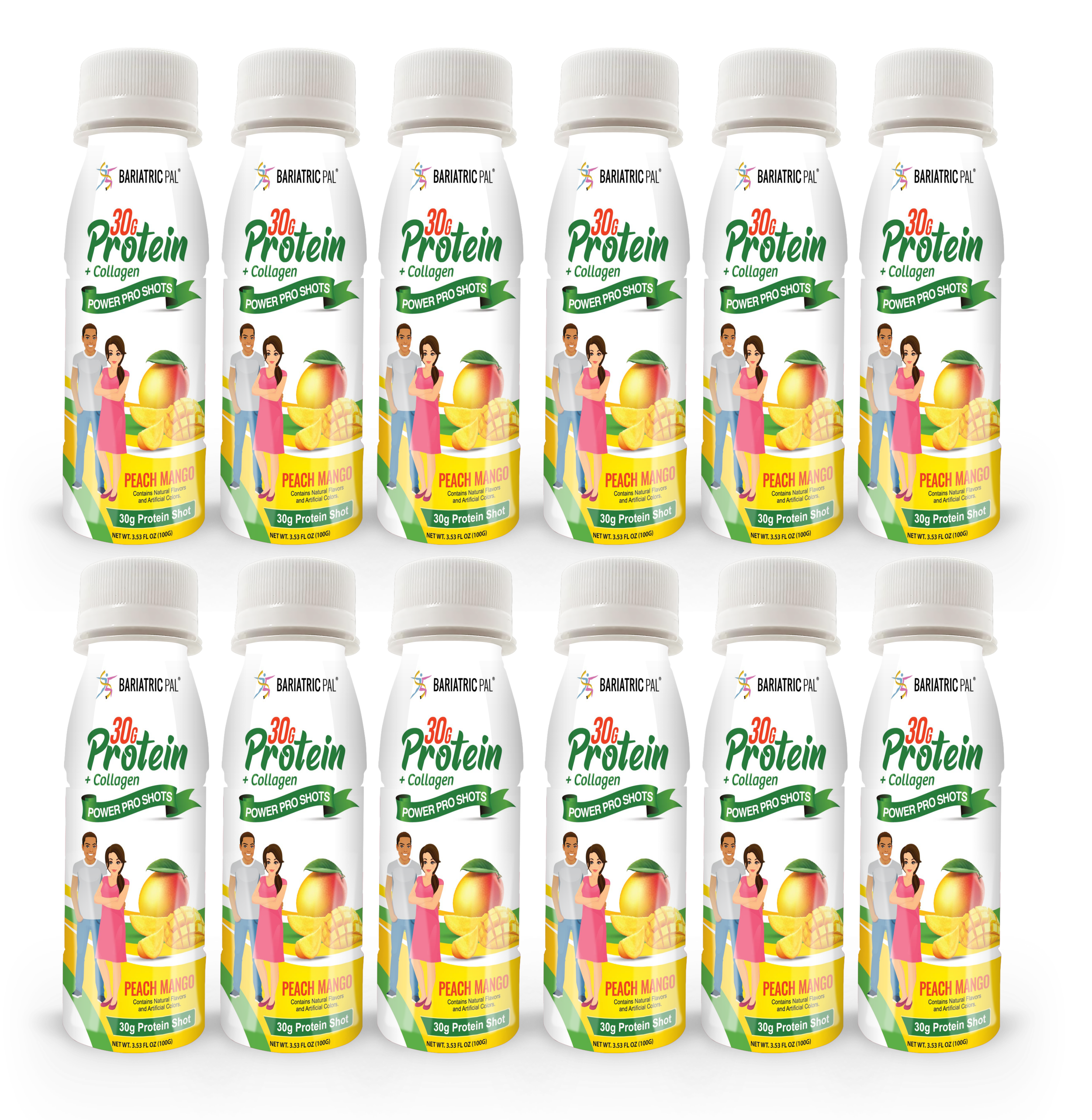 BariatricPal 30g Whey & Collagen Complete Protein Power Pro Shots - Peach Mango (Brand New!) - High-quality Protein Shots by BariatricPal at BariatricPal Store