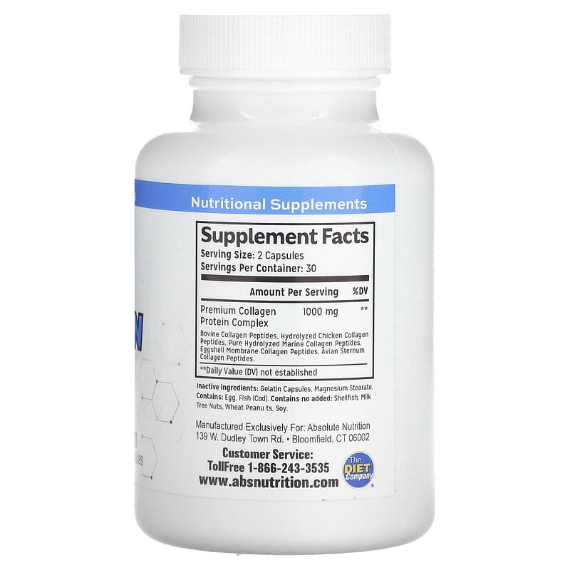 Absolute Nutrition Premium Collagen Complex Type I, II, V and X 60 Count - High-quality Collagen Supplement by Absolute Nutrition at BariatricPal Store