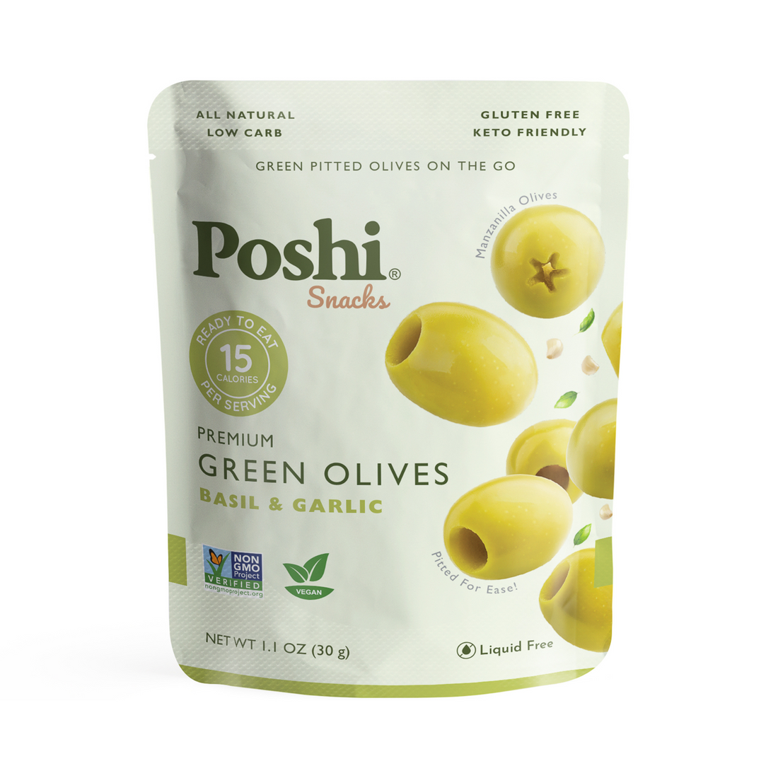 #Flavor_Green Olives - Basil & Garlic, 1.10 oz