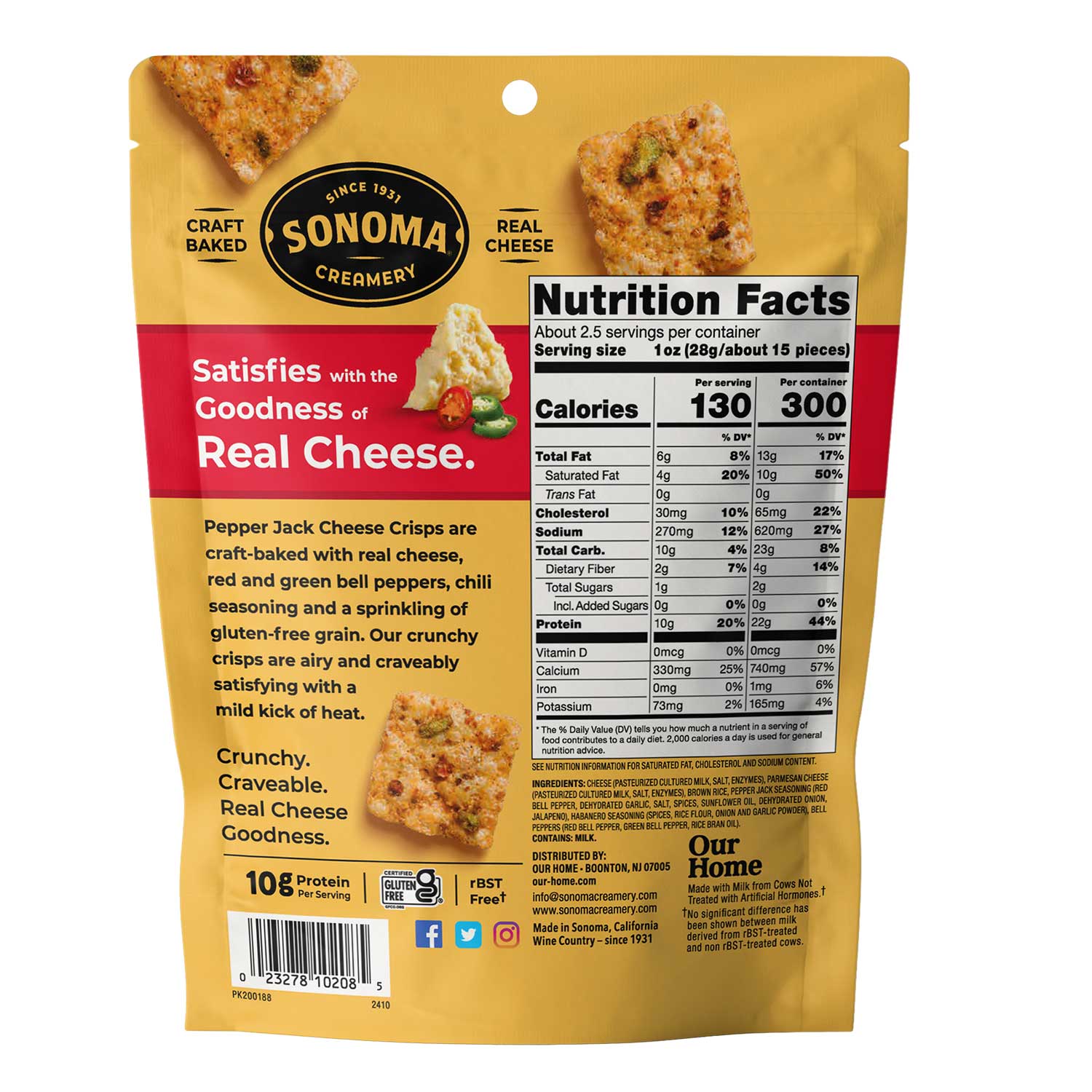 Sonoma Creamery Pepper Jack Crisps 2.25 oz
