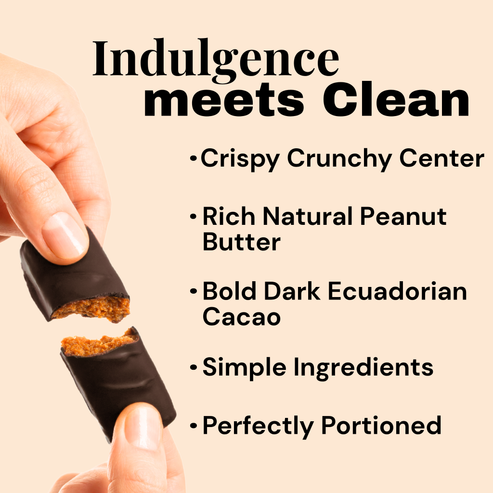 Artisan Crafted Dark Chocolate Peanut Butter Caramel Crunch by Krack'd Snacks - 75% Ecuadorian Cacao