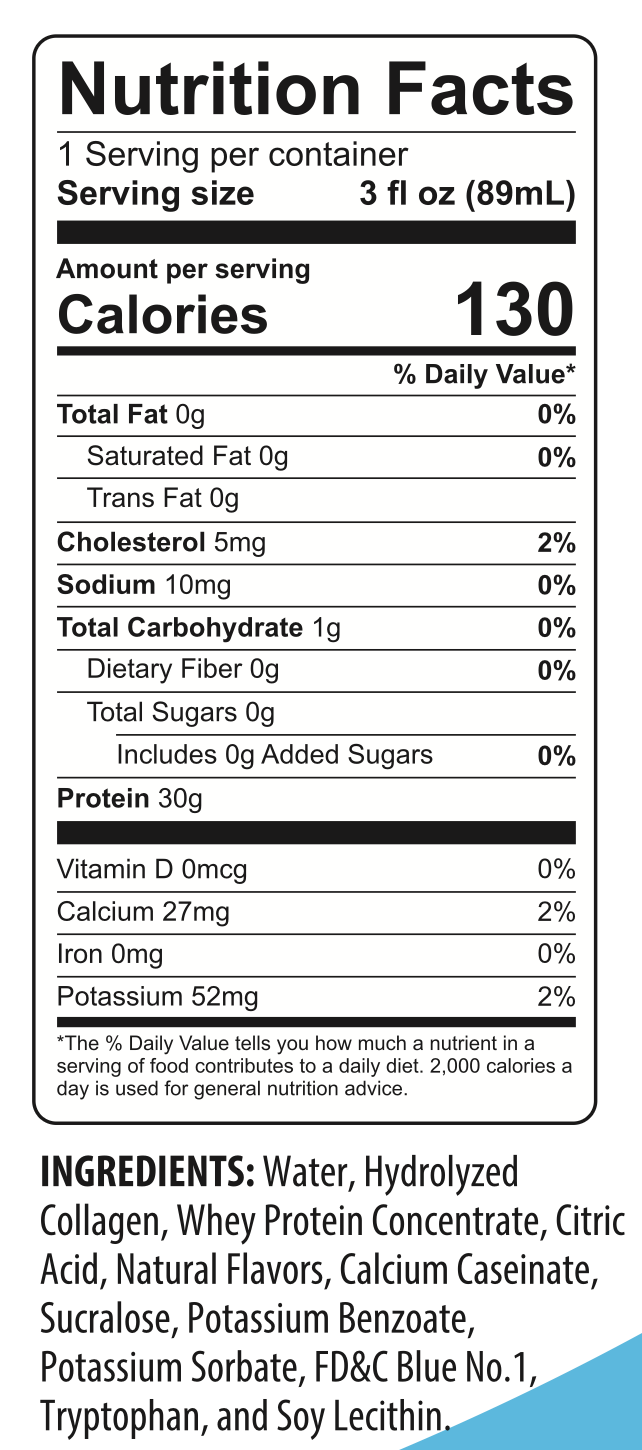 BariatricPal 30g Whey & Collagen Complete Protein Power Pro Shots - Blue Raspberry