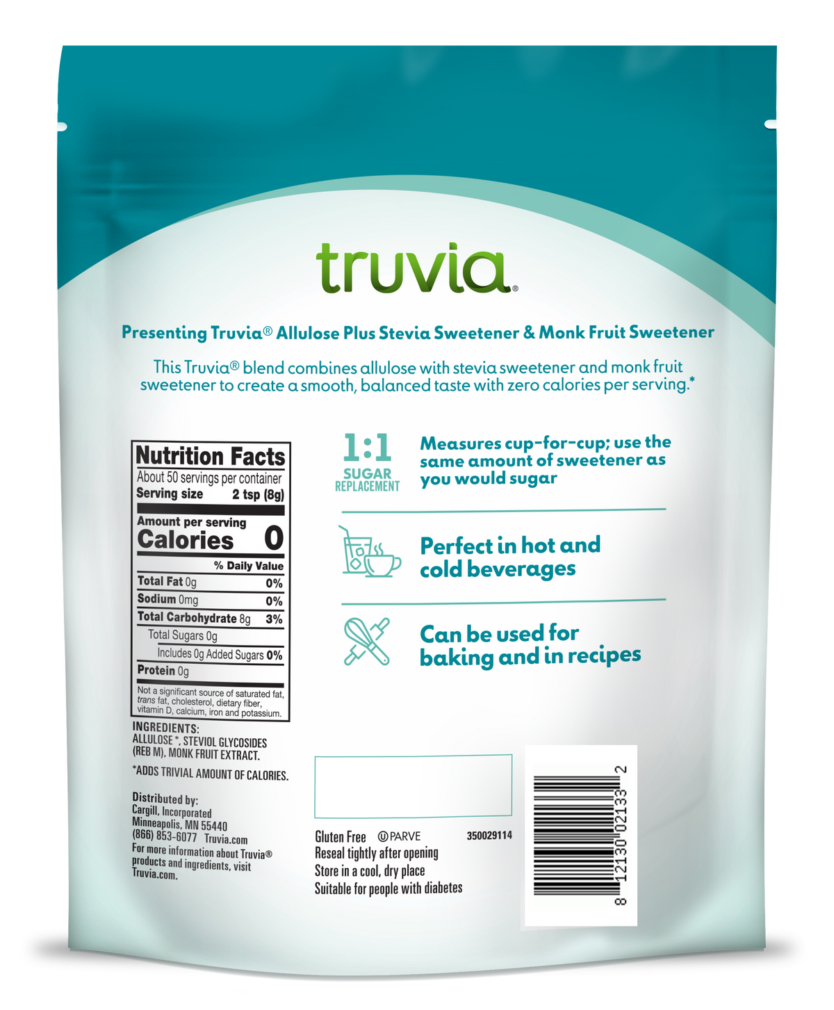 Truvia Allulose Plus Stevia Sweetener and Monk Fruit Sweetener, 14 oz