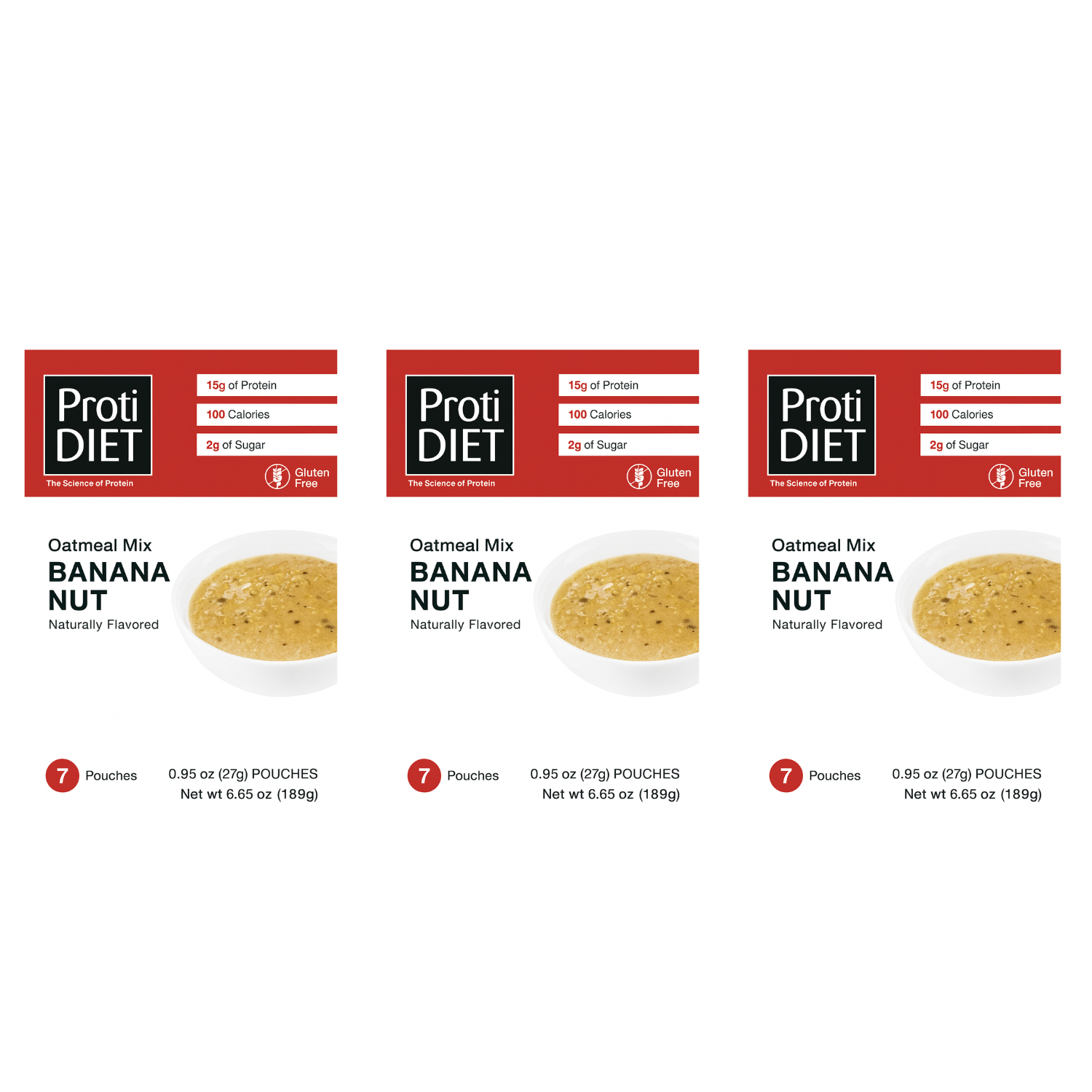 Proti Diet Protein Oatmeal Mix, Banana Nut, 7 Pouches