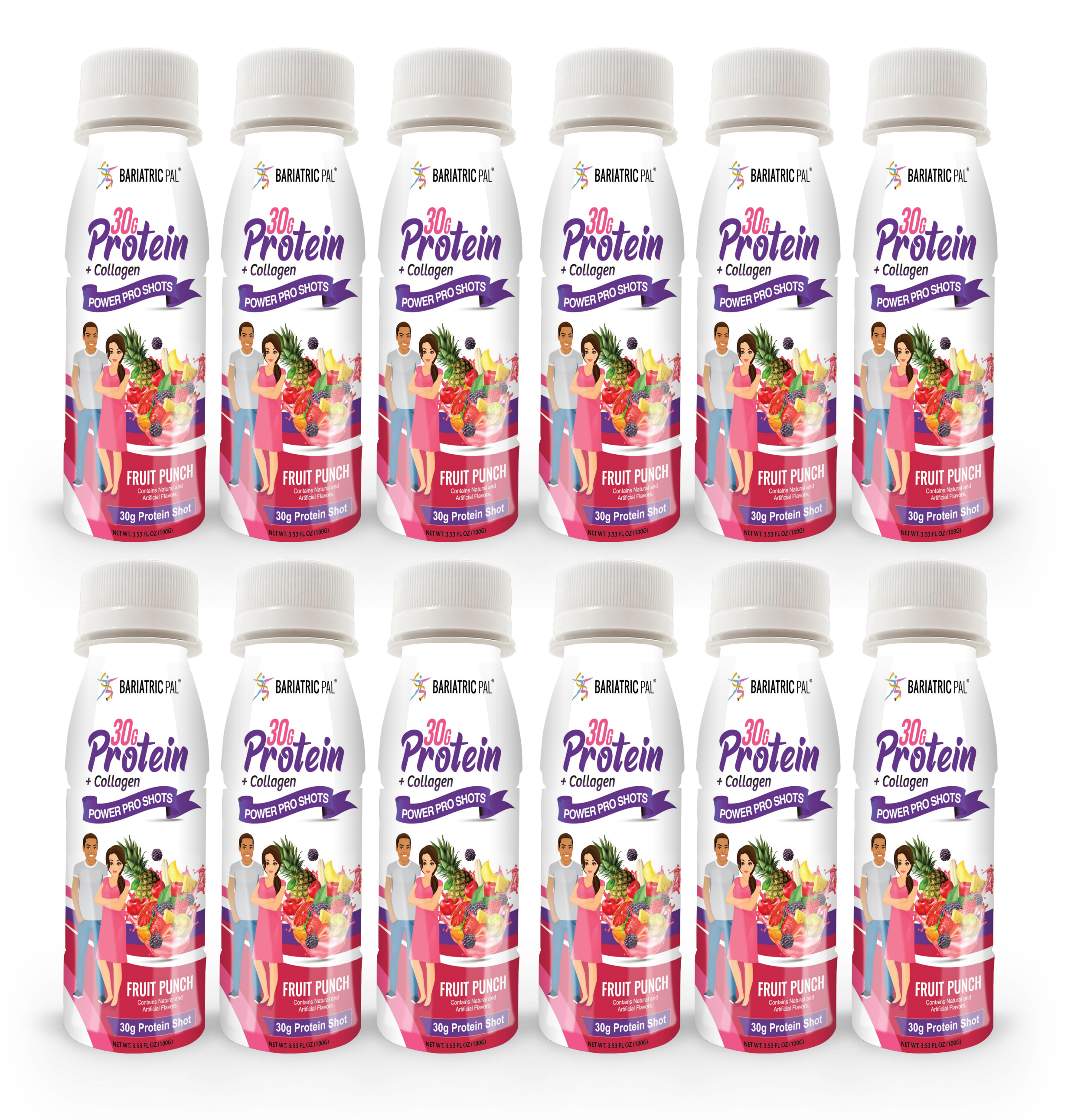 BariatricPal 30g Whey & Collagen Complete Protein Power Pro Shots - Fruit Punch (Brand New!) - High-quality Protein Shots by BariatricPal at BariatricPal Store