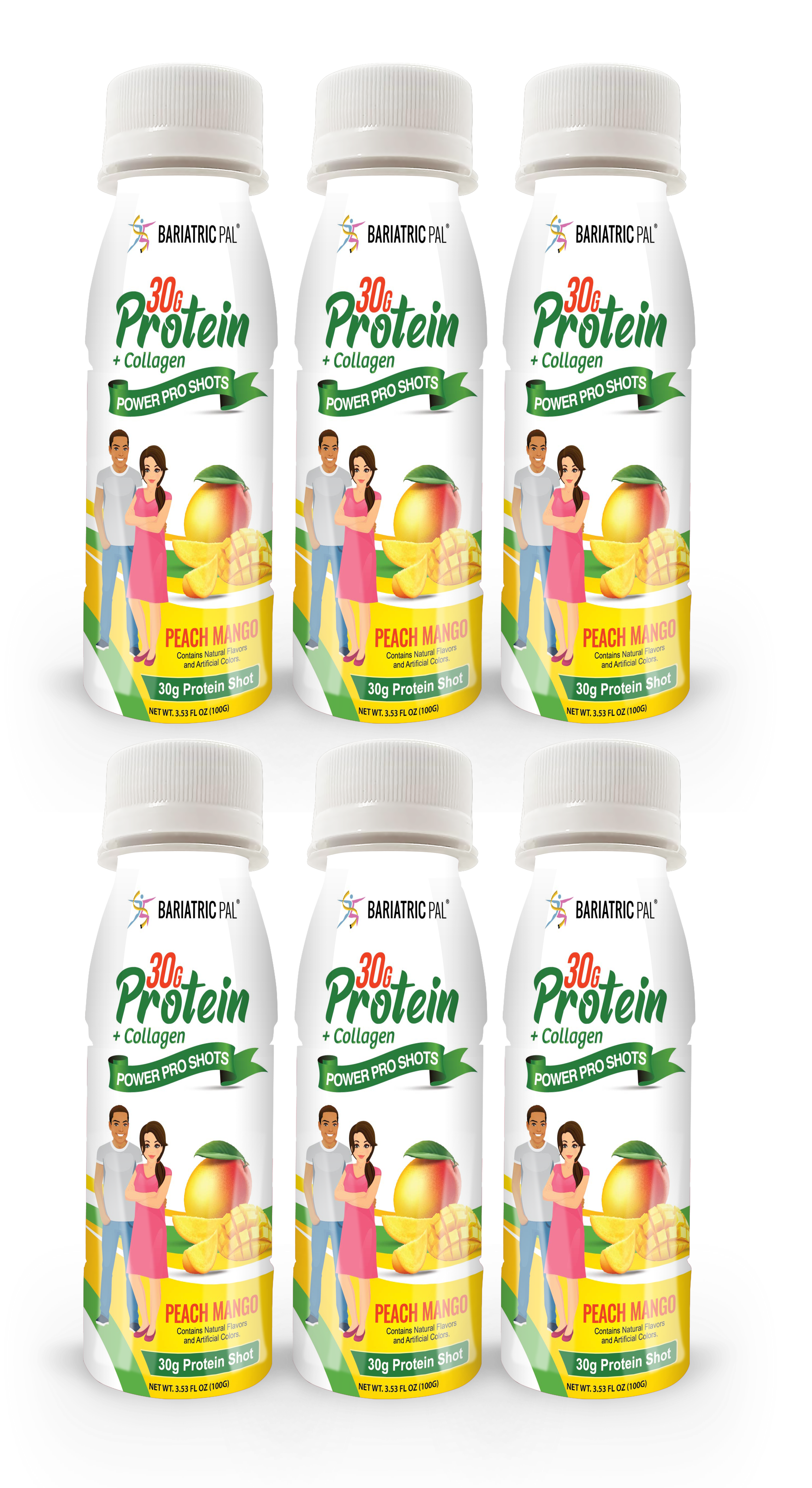 BariatricPal 30g Whey & Collagen Complete Protein Power Pro Shots - Peach Mango (Brand New!) - High-quality Protein Shots by BariatricPal at BariatricPal Store