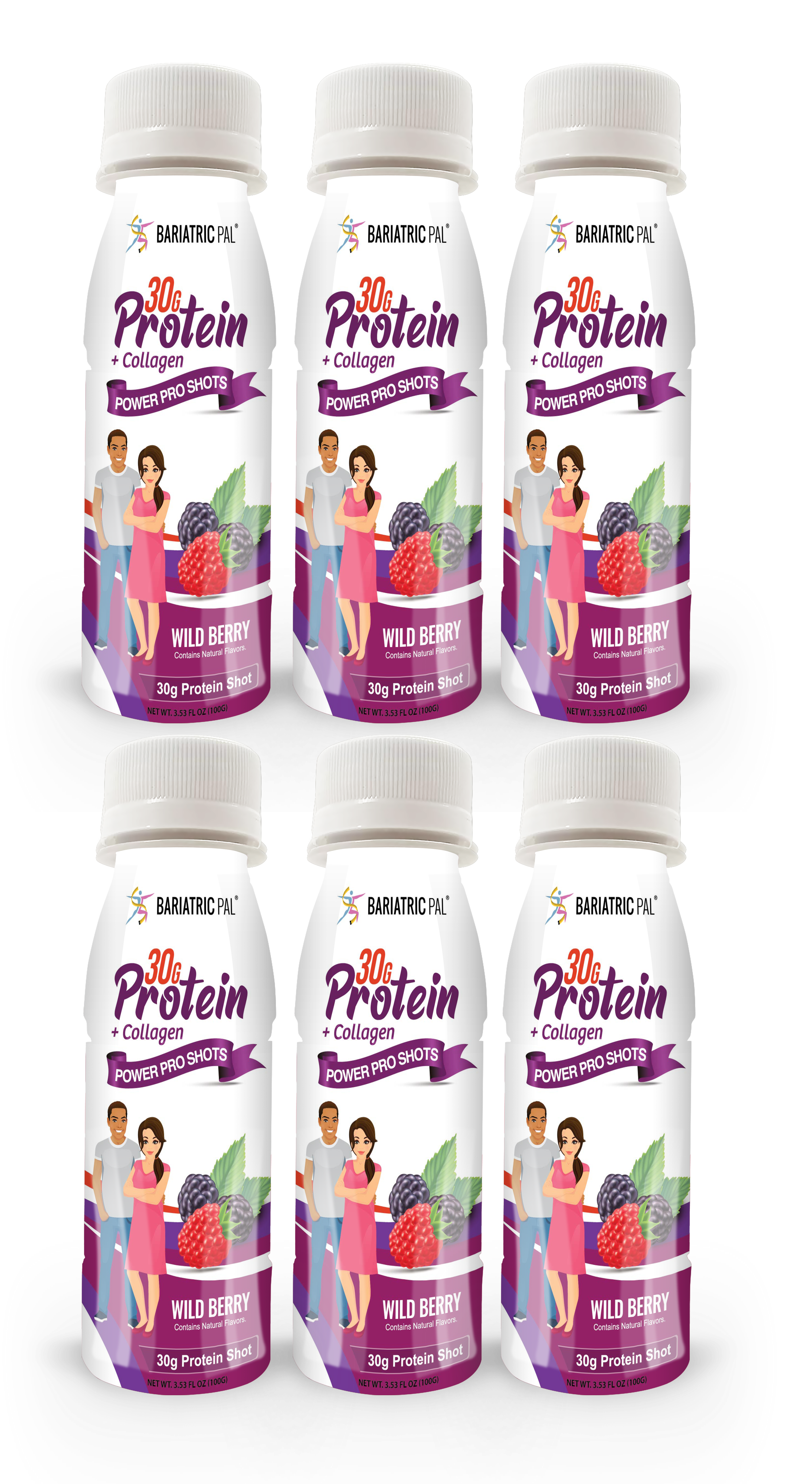 BariatricPal 30g Whey & Collagen Complete Protein Power Pro Shots - Wild Berry (Brand New!) - High-quality Protein Shots by BariatricPal at BariatricPal Store