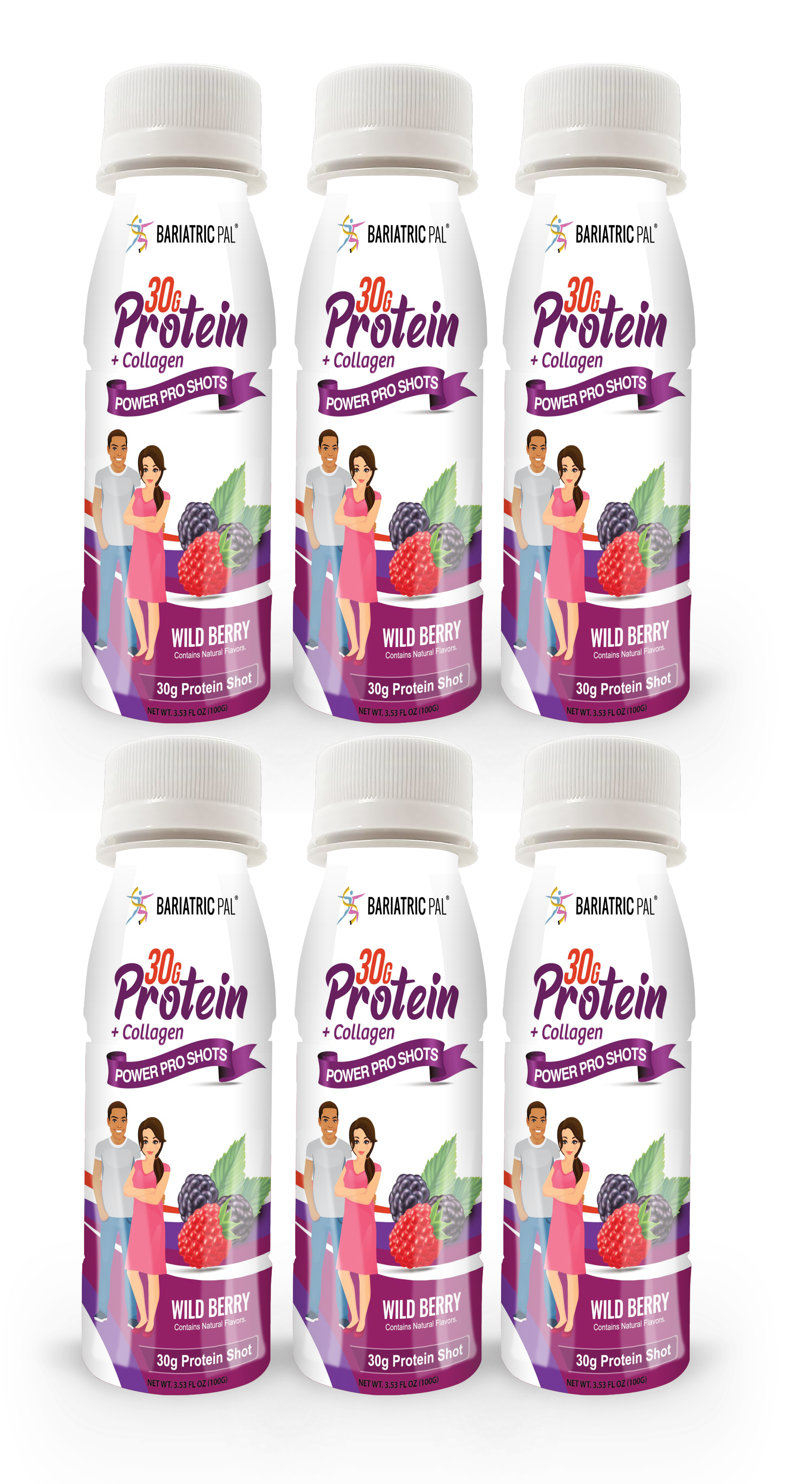 BariatricPal 30g Whey & Collagen Complete Protein Power Pro Shots - Wild Berry (Brand New!)
