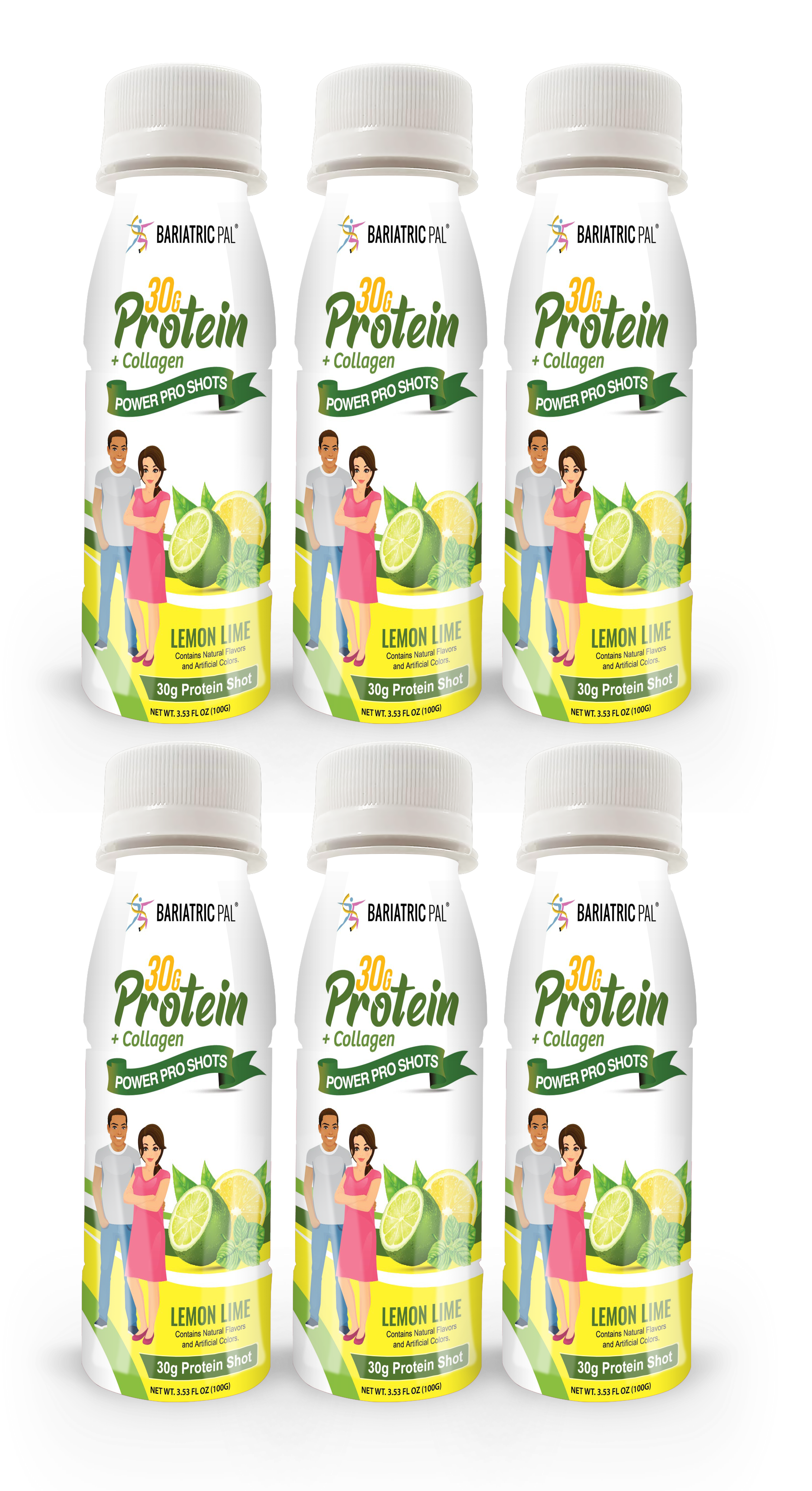 BariatricPal 30g Whey & Collagen Complete Protein Power Pro Shots - Lemon Lime (Brand New!) - High-quality Protein Shots by BariatricPal at BariatricPal Store
