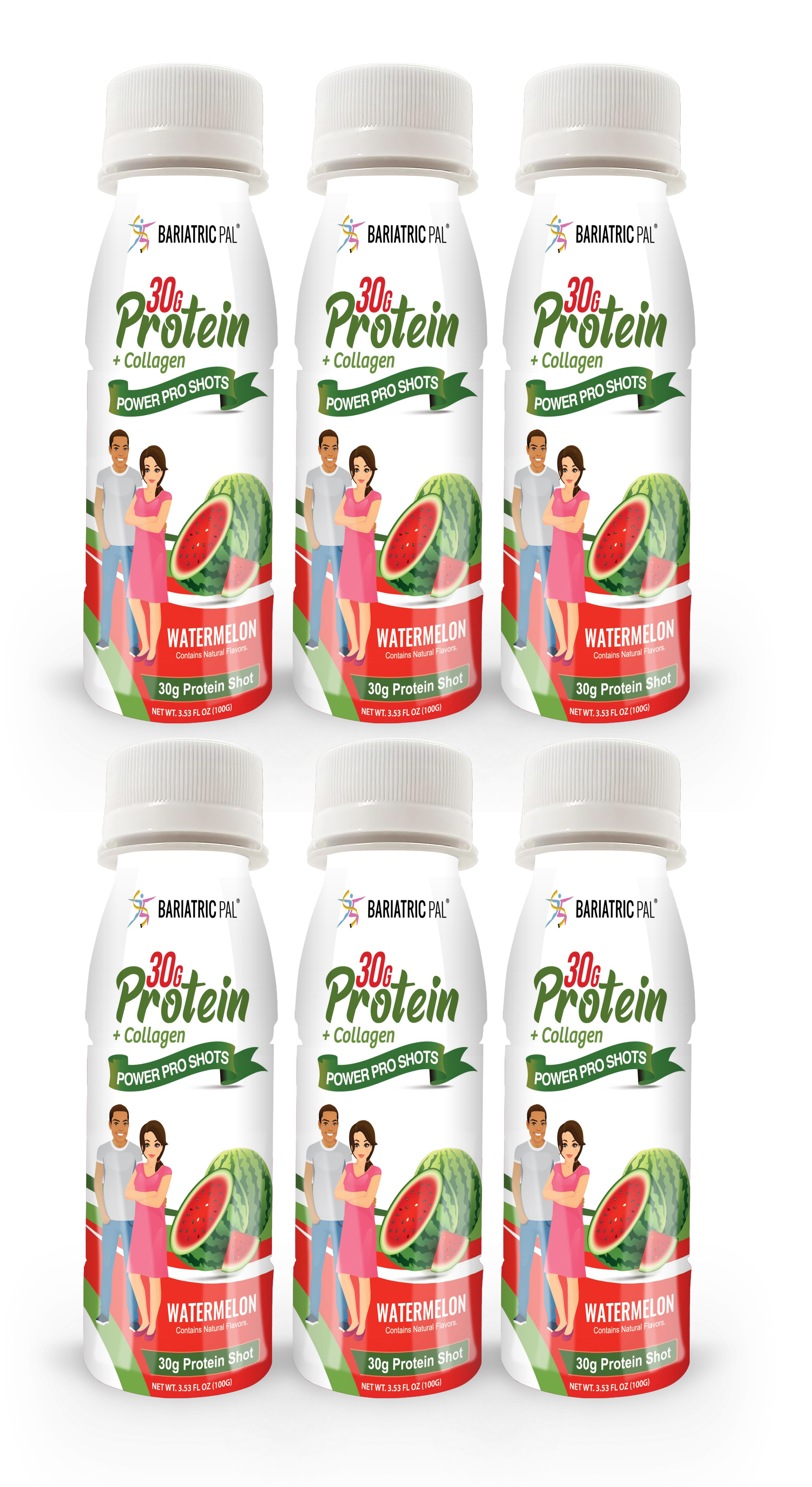 BariatricPal 30g Whey & Collagen Complete Protein Power Pro Shots - Watermelon (Brand New!) - High-quality Protein Shots by BariatricPal at BariatricPal Store