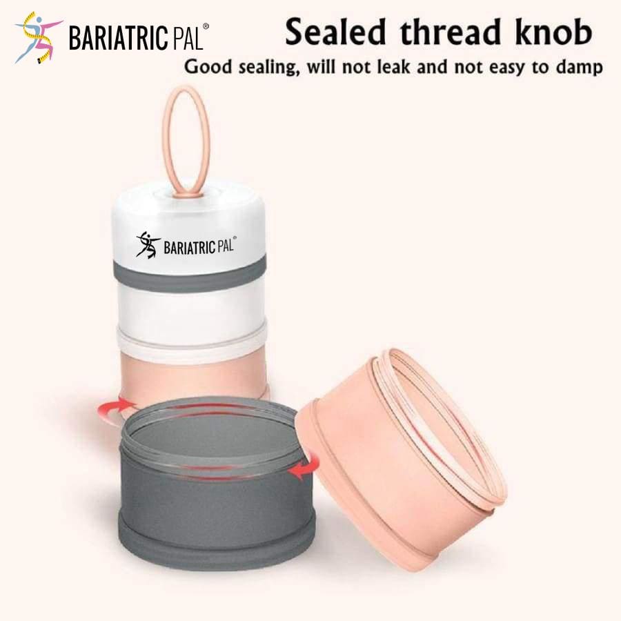 4 Compartment Detachable, Stackable, and Portion Controlled Food & Powder Storage Containers by BariatricPal - Pink & Blue Set - High-quality Lunch Box by BariatricPal at BariatricPal Store