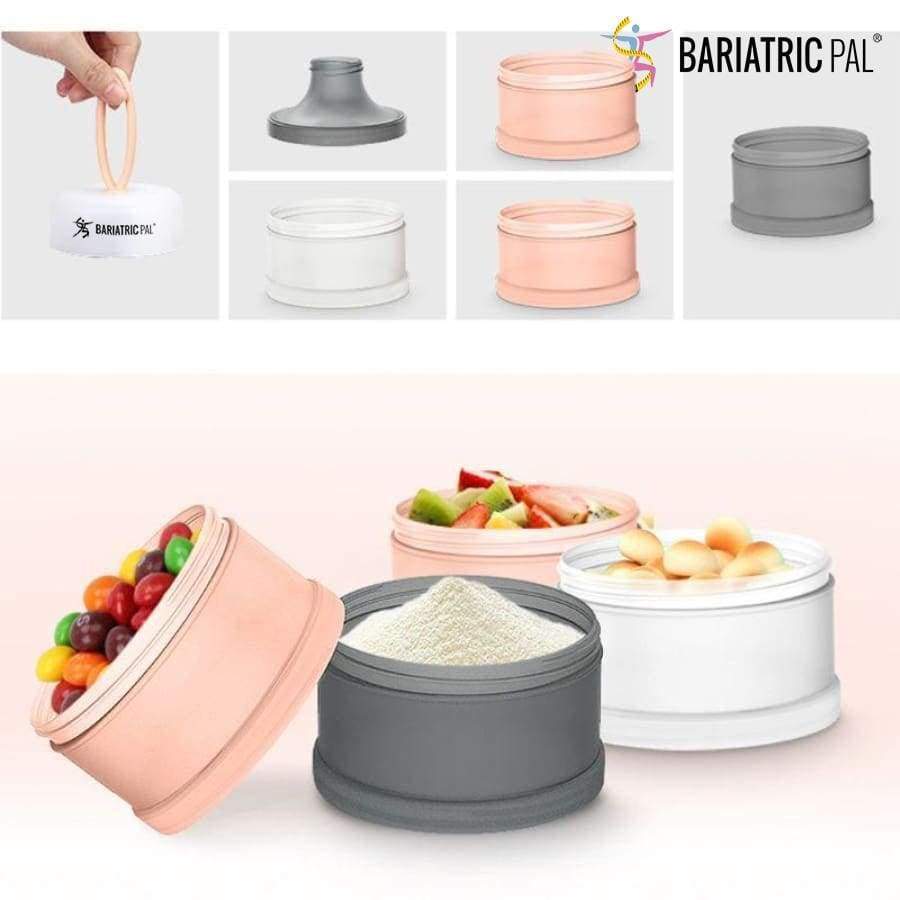 4 Compartment Detachable, Stackable, and Portion Controlled Food & Powder Storage Containers by BariatricPal - Pink & Blue Set - High-quality Lunch Box by BariatricPal at BariatricPal Store