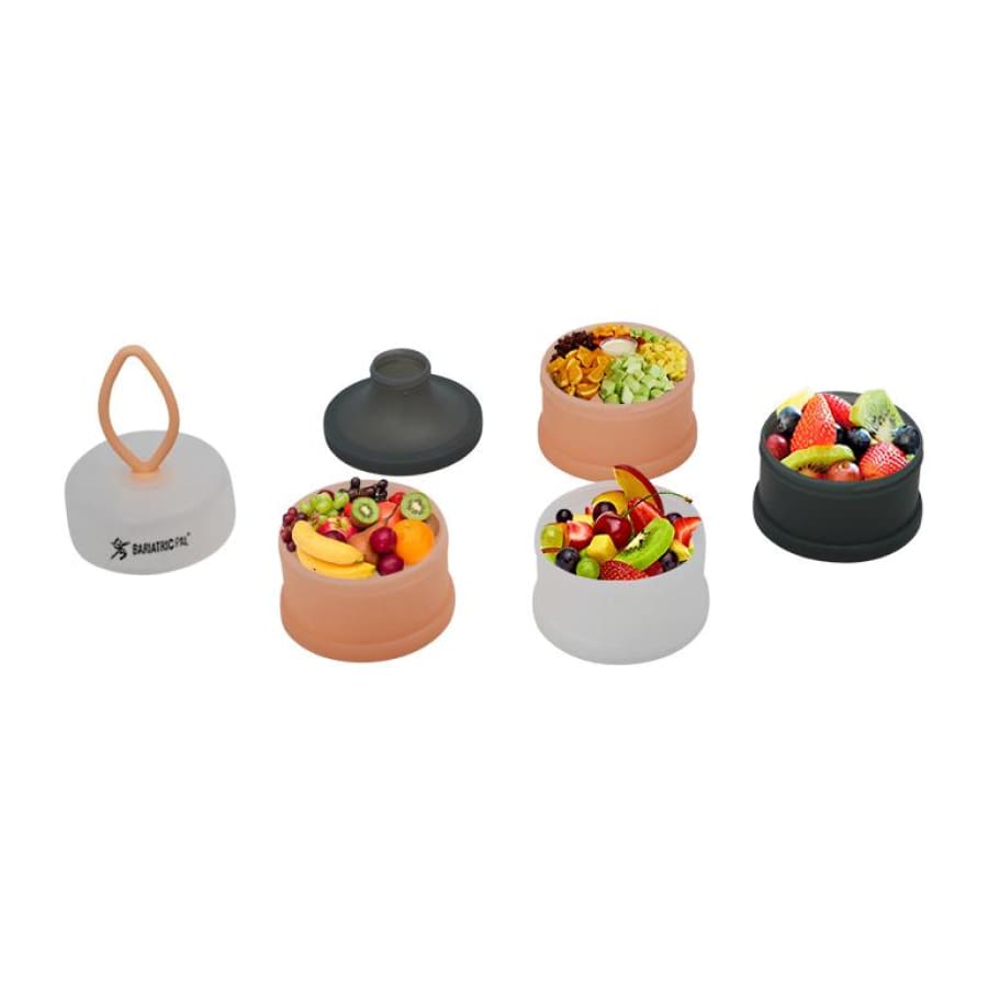 4 Compartment Detachable, Stackable, and Portion Controlled Food & Powder Storage Containers by BariatricPal - Pink & Blue Set - High-quality Lunch Box by BariatricPal at BariatricPal Store