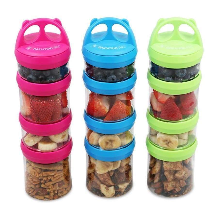 4 Compartment Twist Lock, Stackable, Leak-Proof, Food Storage, Snack Jars & Portion Control Lunch Box by BariatricPal - Variety Pack - High-quality Lunch Box by BariatricPal at BariatricPal Store