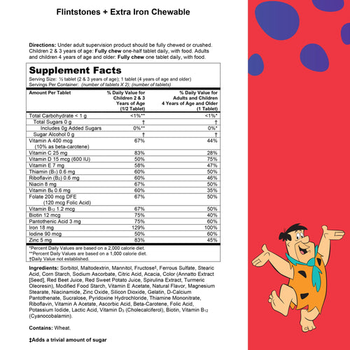 Flintstones Plus Extra Iron Chewables Multivitamin - High-quality Multi-vitamins by Flintstones at BariatricPal Store