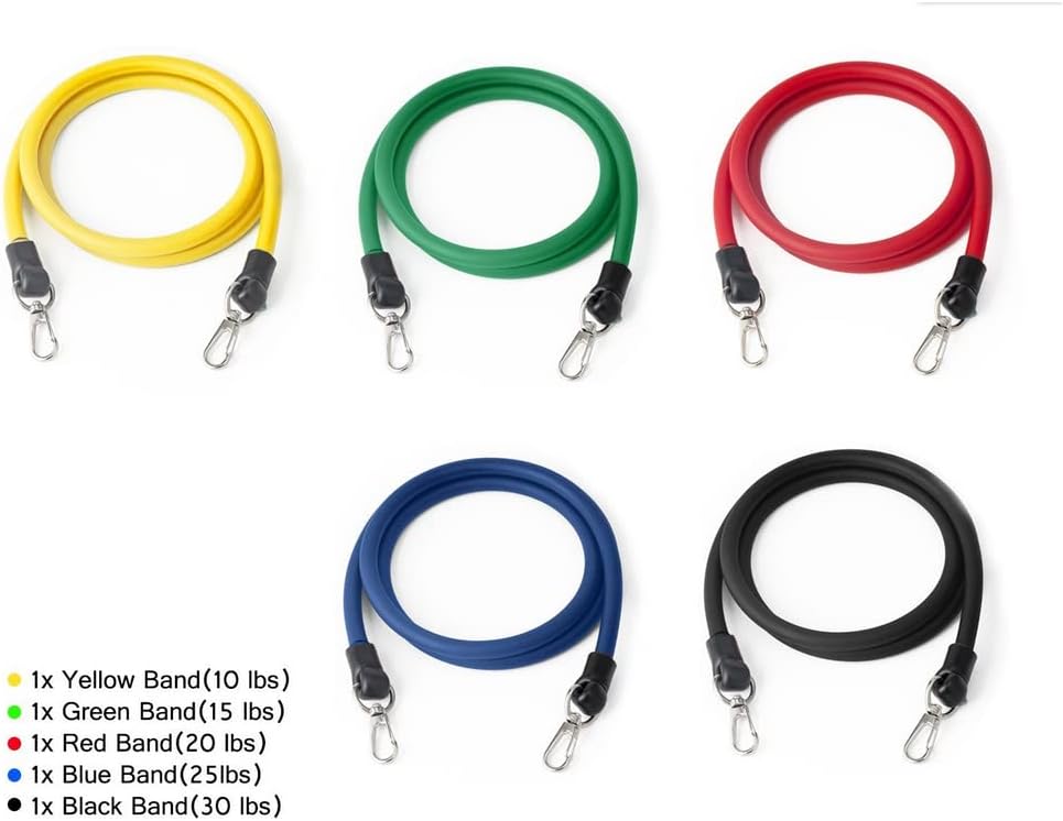 Netrition Resistance Band Set with Door Anchor, Ankle Strap and Carrying Case - High-quality Fitness Accessories by Netrition at BariatricPal Store