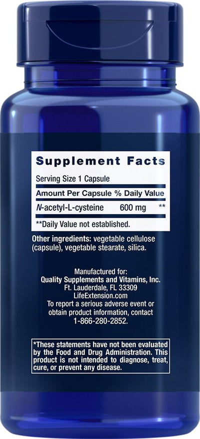 Life Extension N-Acetyl L-Cysteine 60 capsules - High-quality Antioxidant by Life Extension at BariatricPal Store