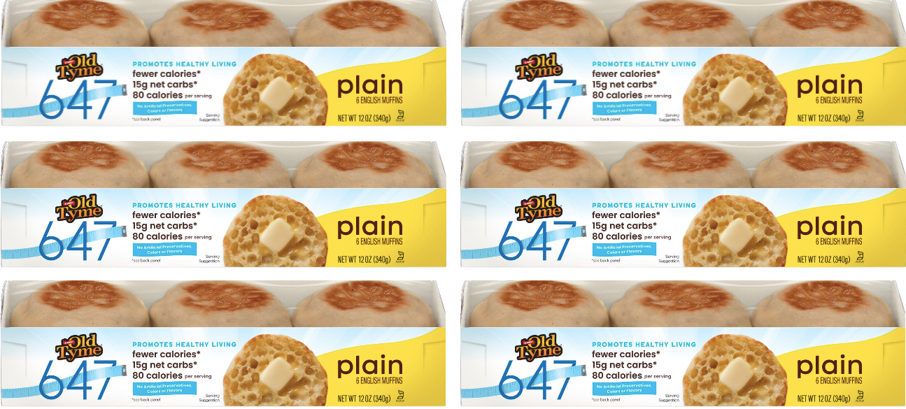 Schmidt / Old Tyme 647 English Muffins 6 muffins - High-quality Bread Products by Schmidt / Old Tyme at BariatricPal Store
