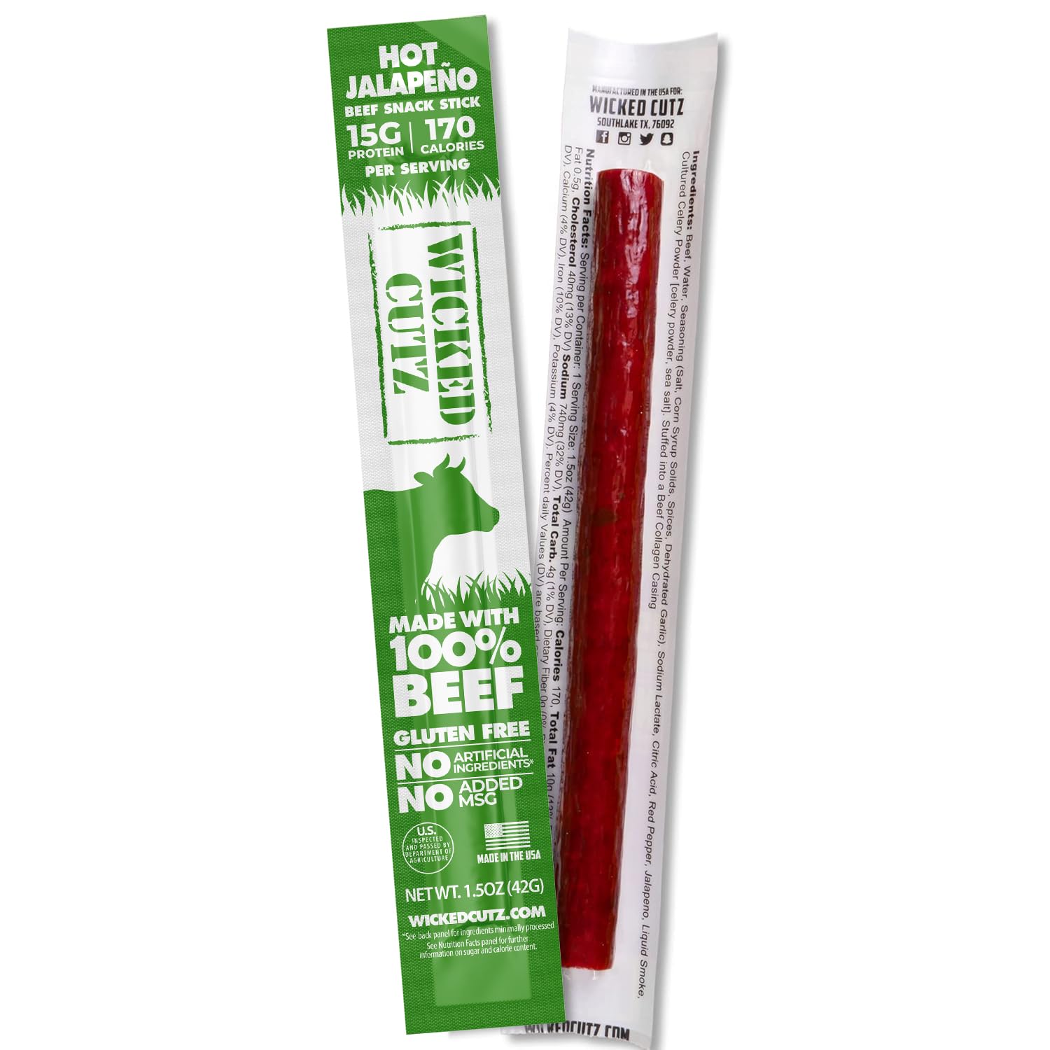 Wicked Cutz Beef Jerky Stick - Hot Jalapeño