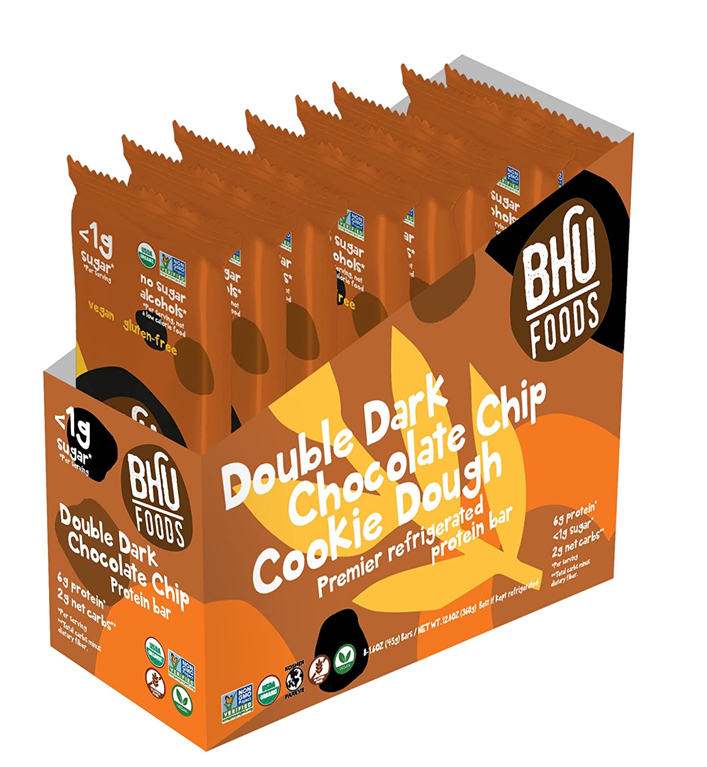 #Flavor_Double Dark Chocolate Cookie Dough #Size_One Box (8 Bars)