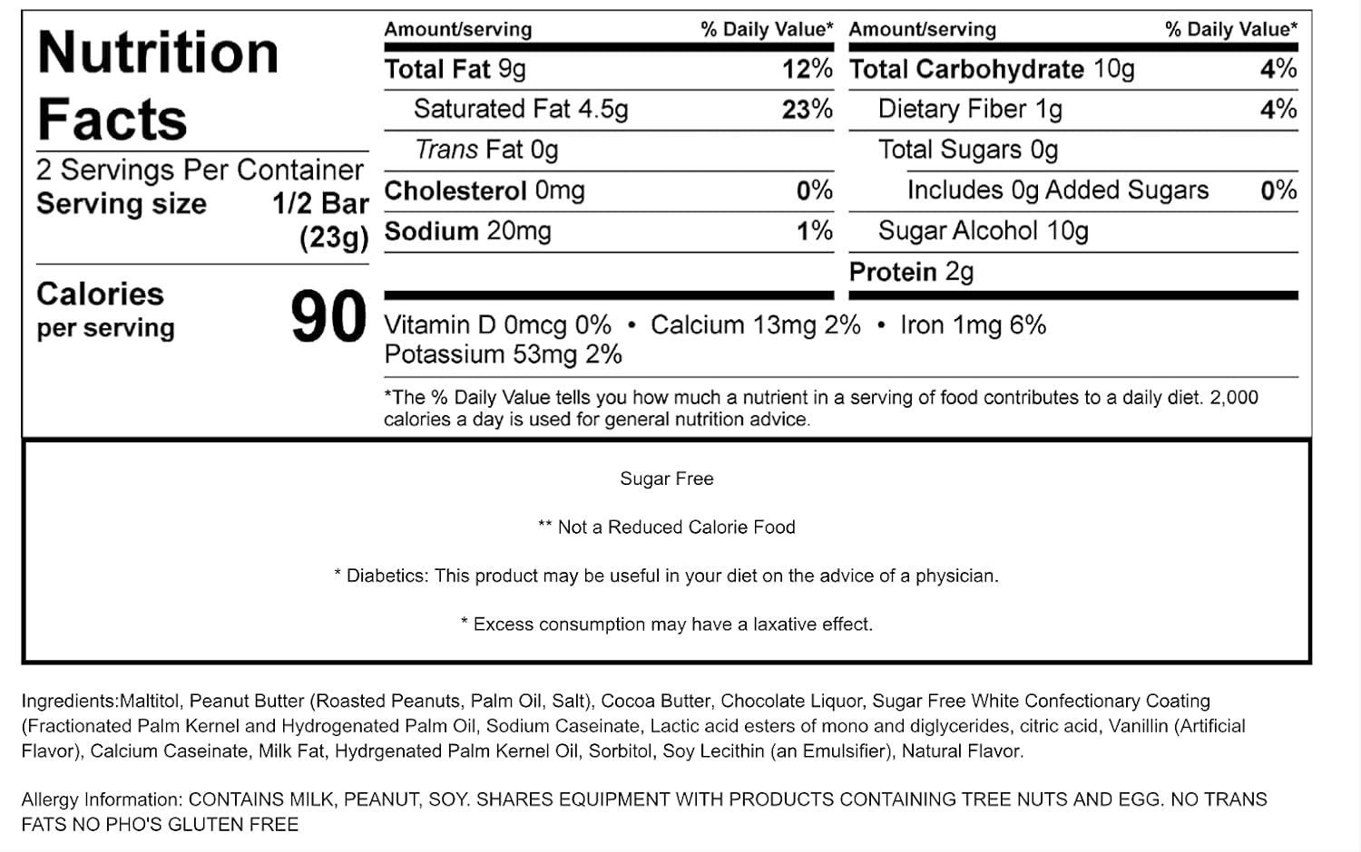 Asher's Chocolate Sugar-Free Chocolate Bars - Peanut Butter