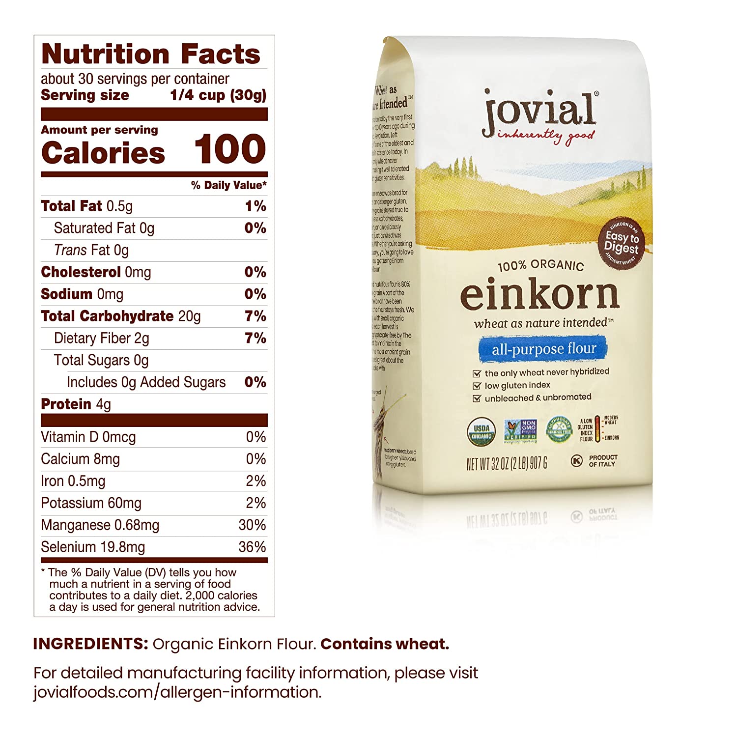Jovial Foods Einkorn All Purpose Flour Organic 32 oz - High-quality Baking Products by Jovial Foods at BariatricPal Store
