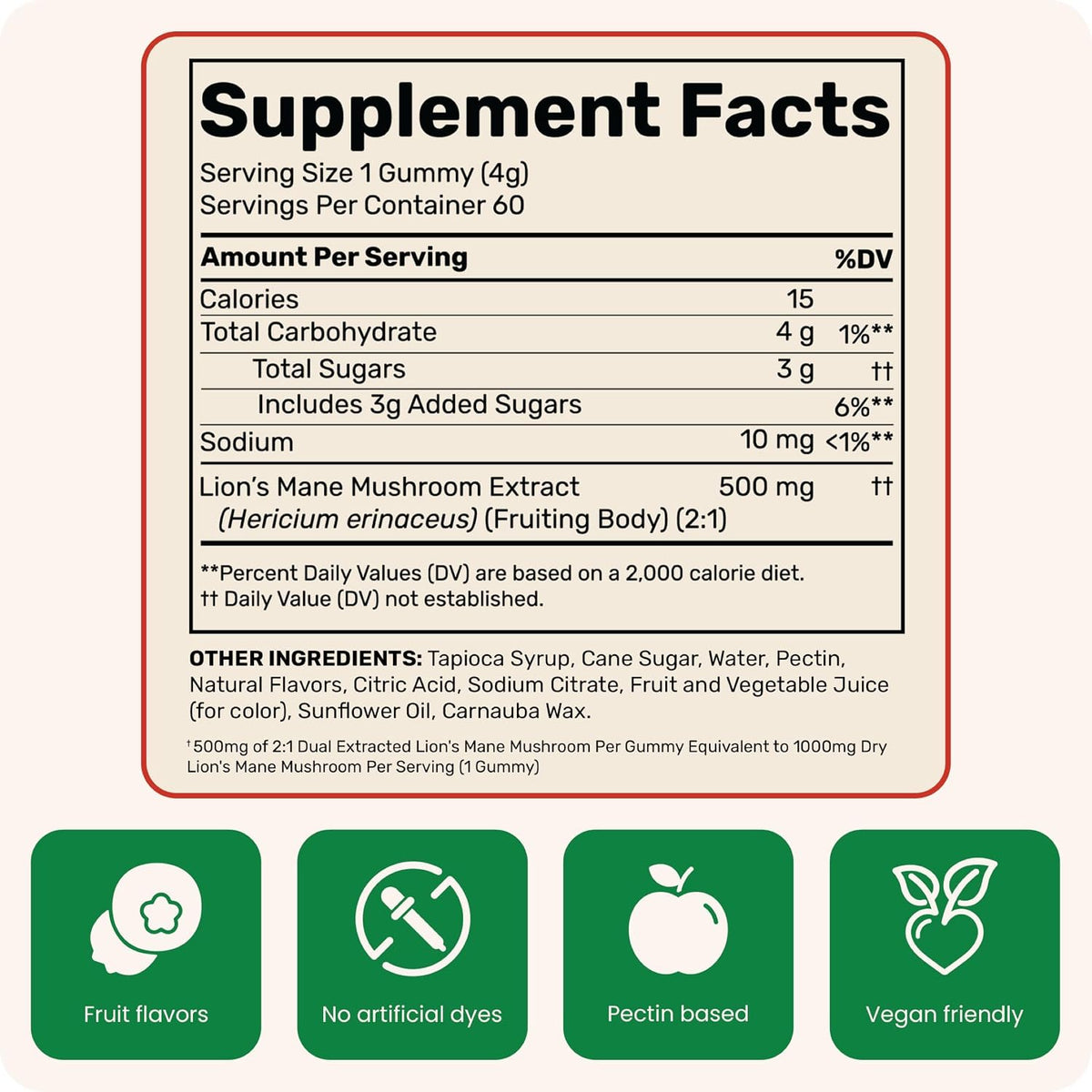 Fungies Lion's Mane Mushroom Gummies, 60 gummies
