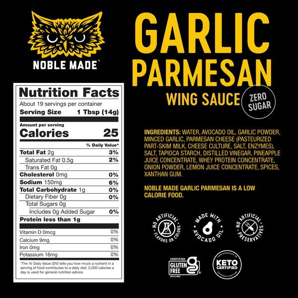 Garlic Parmesan Wing Sauce by Noble Made - High-quality Condiments by Noble Made at BariatricPal Store