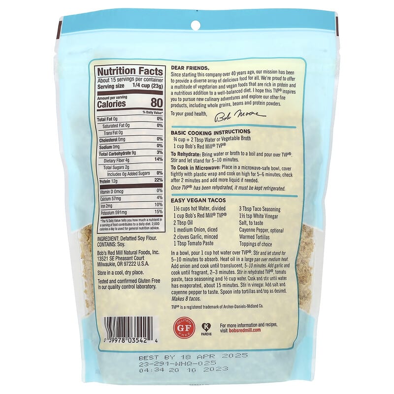 Bob's Red Mill Textured Vegetable Protein 12 oz.