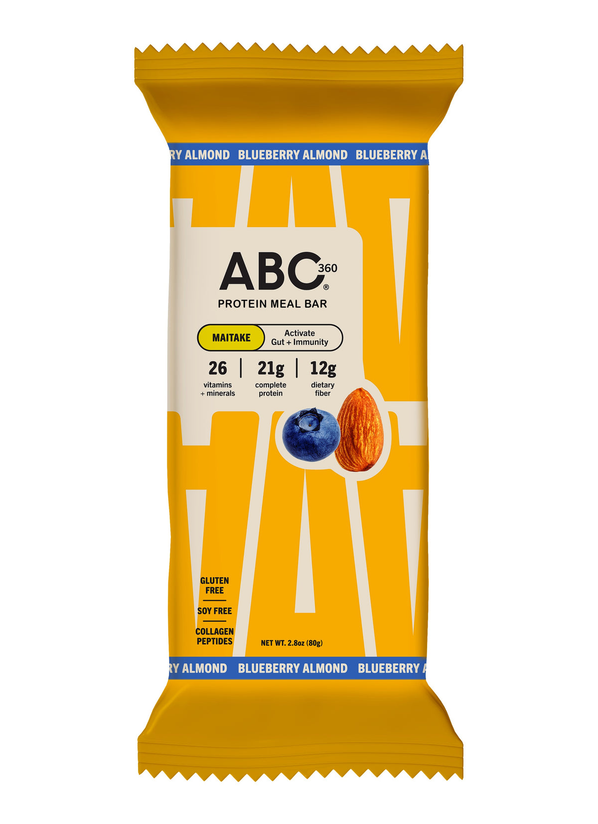 Barras Sustitutivas de Comida Completas ABC 360, Arándano y Almendra / Una barra