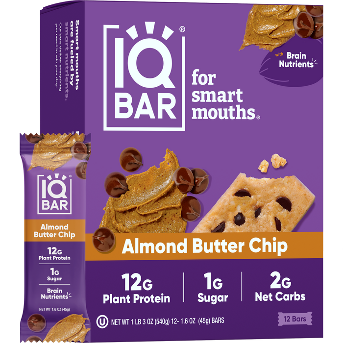IQBar Vegan and Keto Protein Bars - Almond Butter Chip - High-quality Protein Bars by IQBar at BariatricPal Store