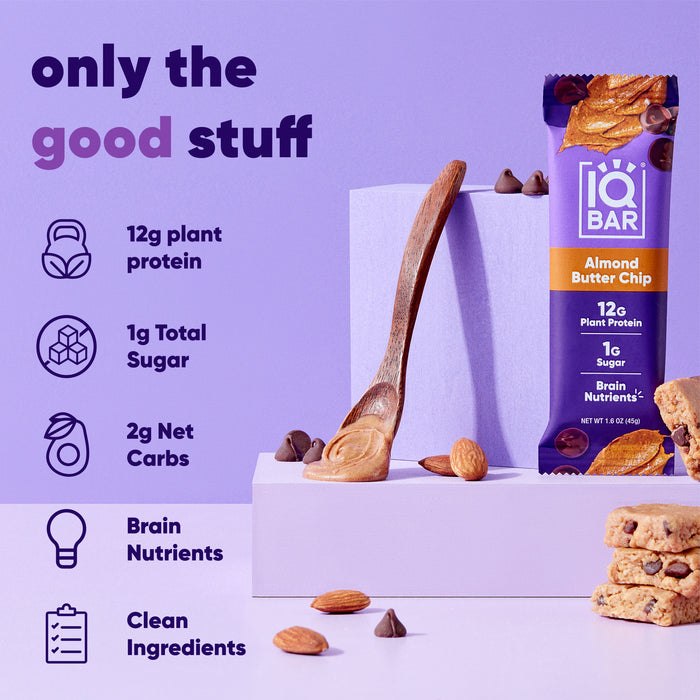IQBar Vegan and Keto Protein Bars - Almond Butter Chip - High-quality Protein Bars by IQBar at BariatricPal Store