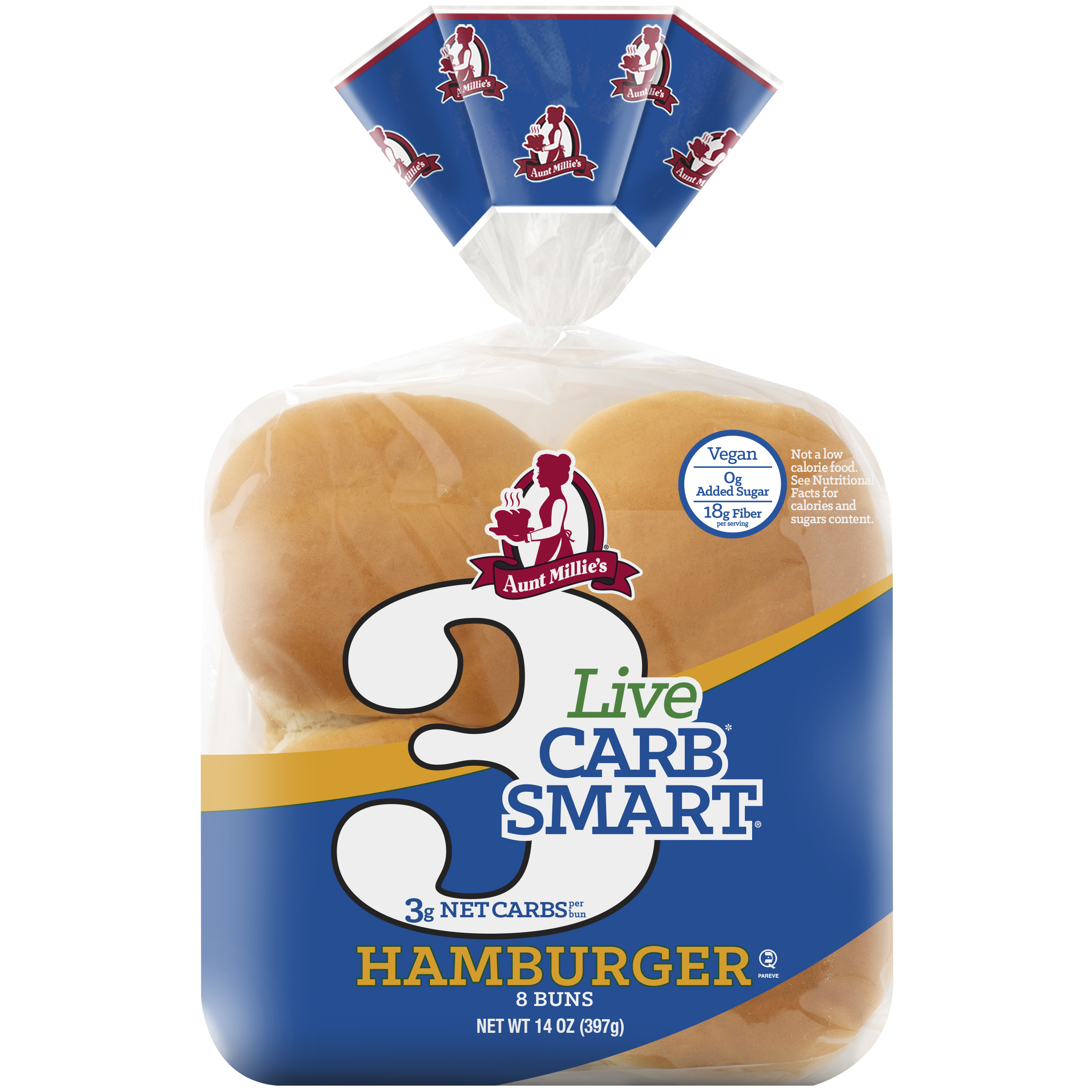 Aunt Millie's Live Carb Smart Hamburger Bun, 8 buns