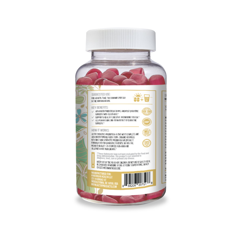 Actif Bariatric Probiotic Maximum Strength With 20 Billion CFU, Immunity And Gut Support – 60 Gummies, Strawberry Flavor