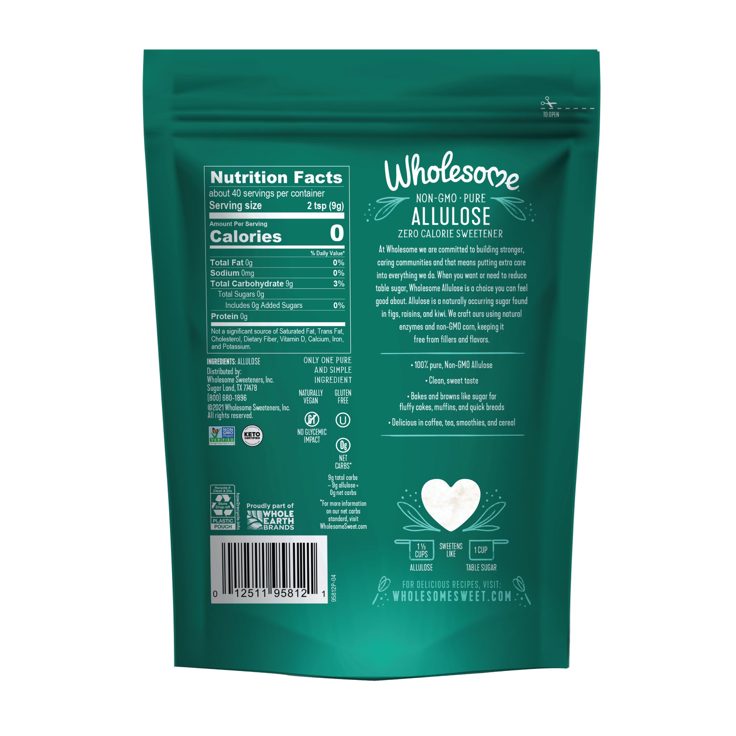 Wholesome Sweeteners Allulose Granulated Sweetener 12 oz - High-quality Gluten Free by Wholesome Sweeteners at BariatricPal Store