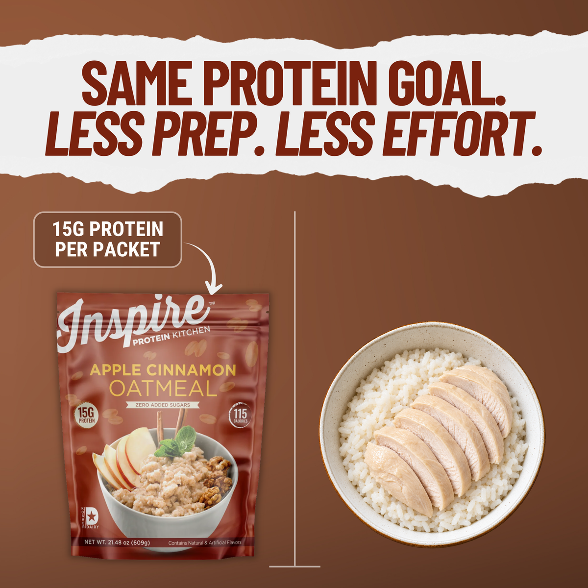 Apple Cinnamon Oatmeal with 15 grams of protein.