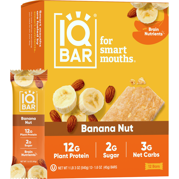 IQBar Vegan and Keto Protein Bars - Banana Nut - High-quality Protein Bars by IQBar at BariatricPal Store