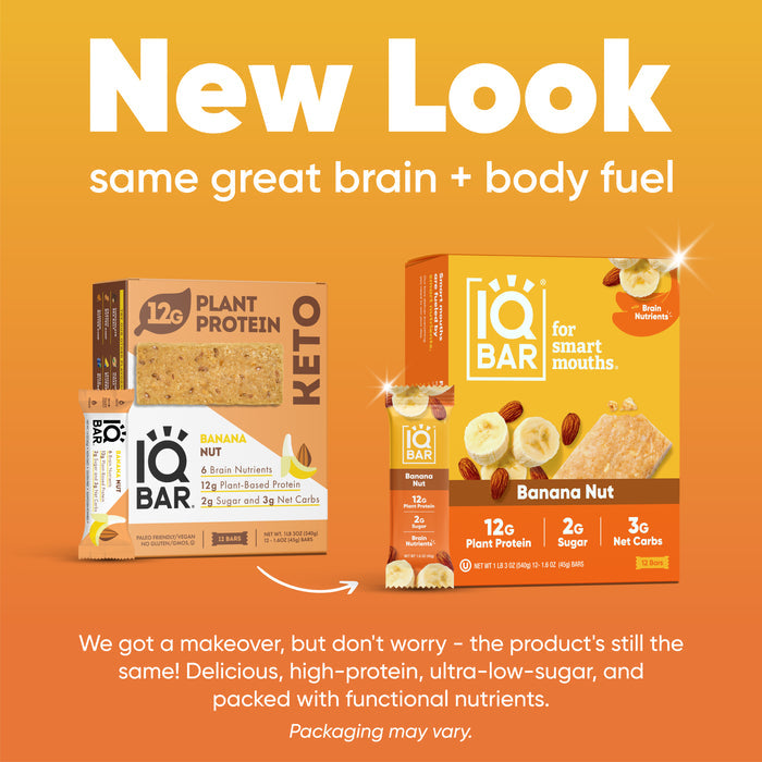 IQBar Vegan and Keto Protein Bars - Banana Nut - High-quality Protein Bars by IQBar at BariatricPal Store