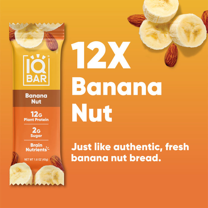 IQBar Vegan and Keto Protein Bars - Banana Nut - High-quality Protein Bars by IQBar at BariatricPal Store