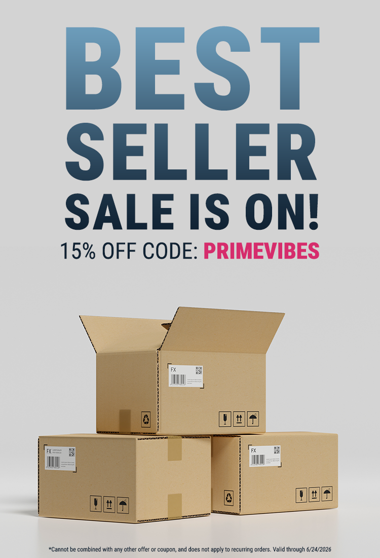 Promotional poster with 'Best Seller Sale is On!' text and cardboard boxes on a light gray background.