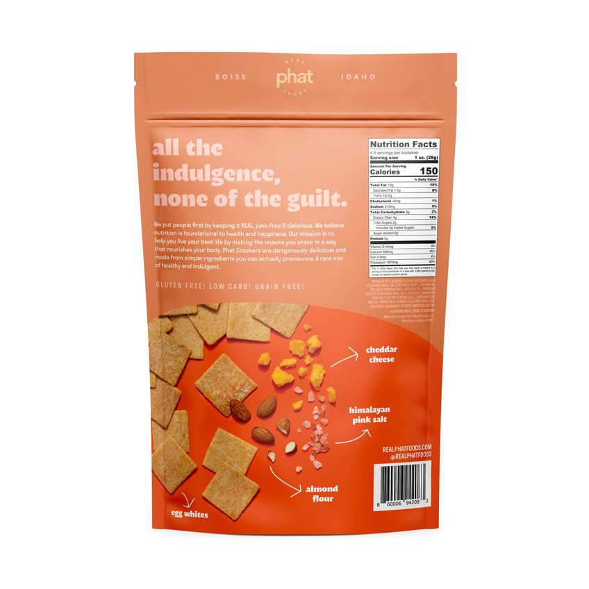 Almond Flour Crackers by Real Phat Foods - Cheddar (4.5 oz)